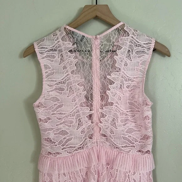Bardot Francesca Pink Lady Lace Ruffle‎ Pleated Dress Size 6 Party Cocktail - Picture 9 of 9